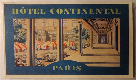 An Advertisement For The Hotel Continental In Paris