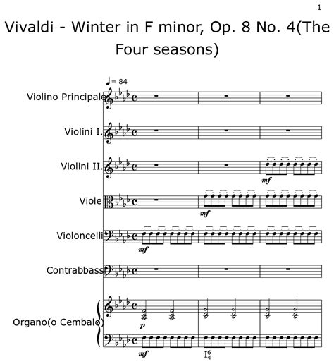 Vivaldi Winter In F Minor Op 8 No 4 The Four Seasons Sheet Music For Violin Cello