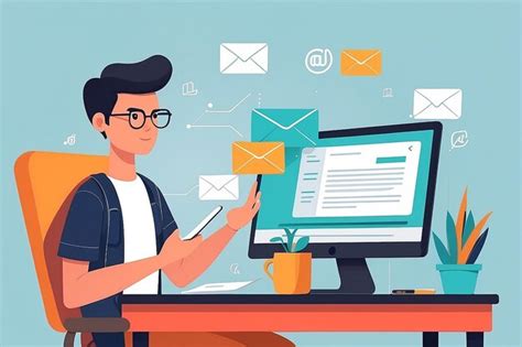 Premium Photo Efficient Email Management Flat Vector Illustration