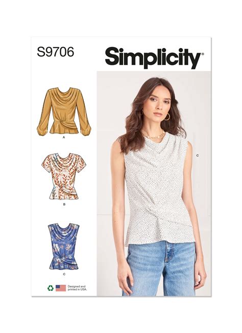 Simplicity Sewing Pattern S Misses Tops Sewdirect Australia