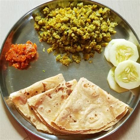 On My Plate Egg Bhurji Roti Raw Mango Pickle Recipe In