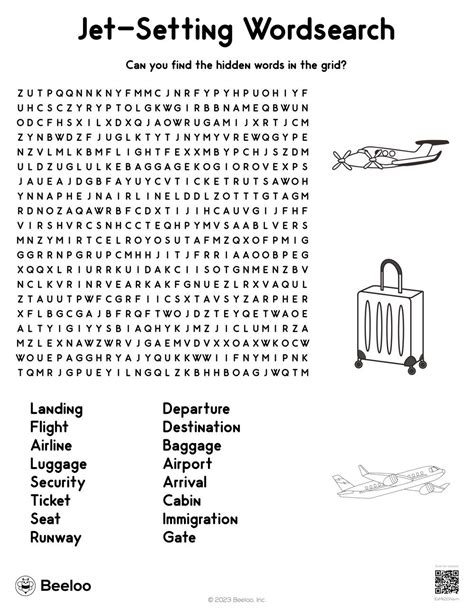 Airport Themed Word Searches Beeloo Printables