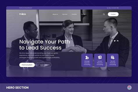 Probiz Business Consultant Hero Section Figma Template Design