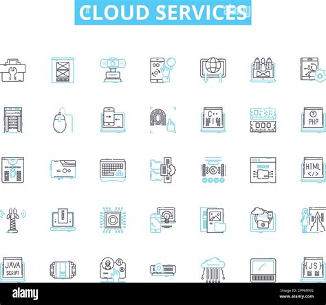 Conjunto De Iconos Lineales De Servicios En La Nube Integraci N