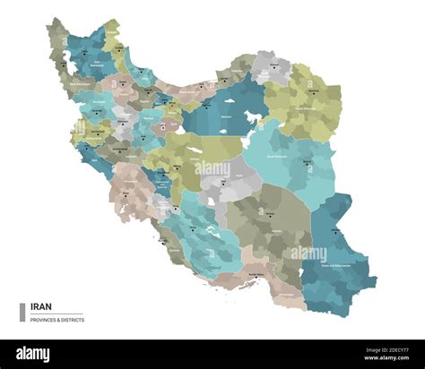 Iran higt detailed map with subdivisions. Administrative map of Iran ...