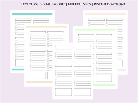 Blank Checklist Planner Printable, Checklist Planner Refill, to Do List ...