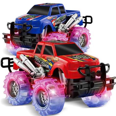 JoyX Kids' Light-Up Monster Truck 2-Pack – LED Flashing Tires, Durable & Fun