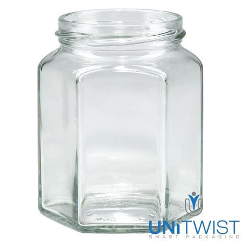 Twist Off 6 Eckiges Glas 288 Ml Mit Schwarzem Deckel TO63 UNiTWIST