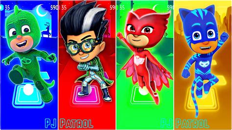 Pj Masks Gekko 🆚 Romeo 🆚 Owlette 🆚 Catboy 🎶 Tiles Hop Edm Rush Youtube