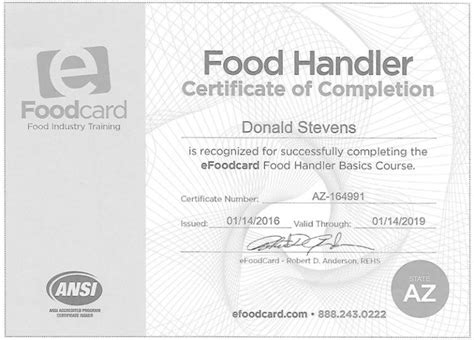 food-handler-certificate-of-completion - Arizona Luxury Expeditions