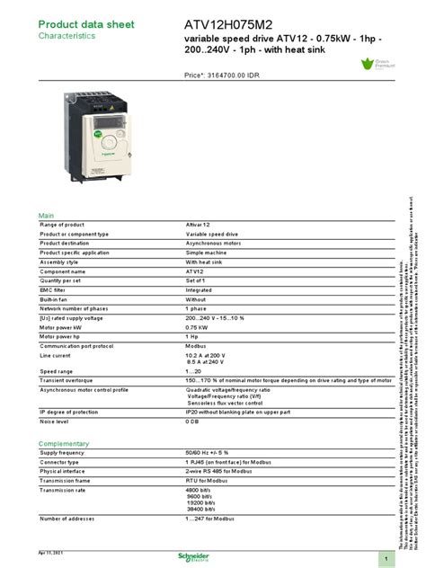 ATV12H075M2 DATASHEET ID en-ID | PDF | Electric Motor | Electromagnetic ...