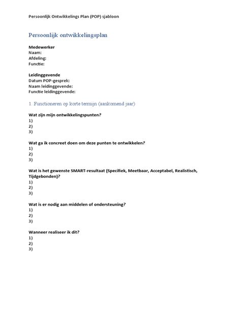 Persoonlijk Ontwikkelingsplan Pdf