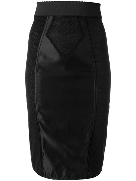 Dolce And Gabbana Panelled Lace Pencil Skirt In Black Modesens Pencil