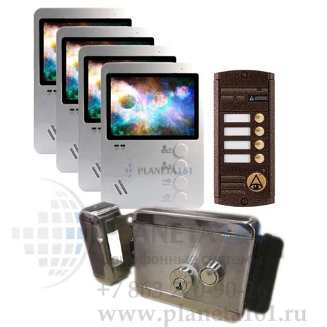 Комплект видеодомофона на 4 абонента с электромеханическим замком ...