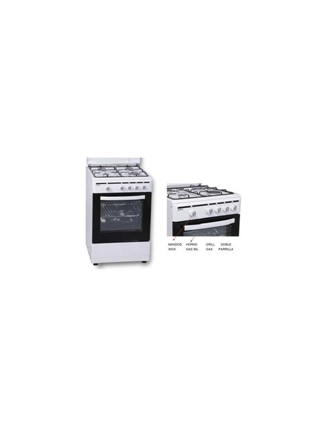 Cocina Rommer Vch455 Butano 4 Fuegos Blanco Horno Valvulada Encimera Bca