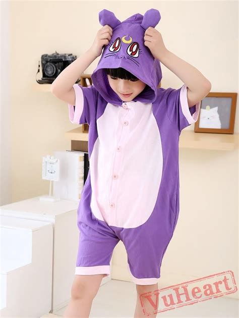 Cartoon Purple Cat Summer Kigurumi Onesies Pajamas Costumes For Boys