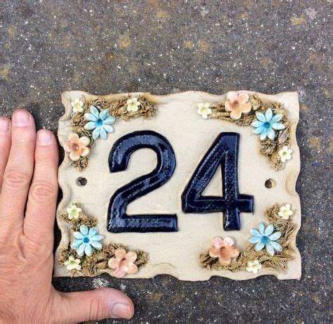 House Number Plaque Ceramic Door Numbers Yard Sign Custom Handmade