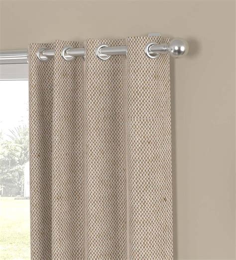 Buy Beige Solid Poly Cotton 5 Ft Semisheer Eyelet Window Curtains Set