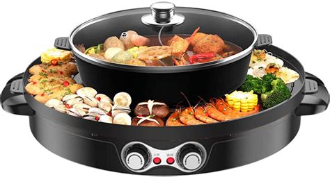 Hot Pot With Grill In Barbecue Grill Pot Electric Shabu Shabu Smokeless Barbecue Pan Hot