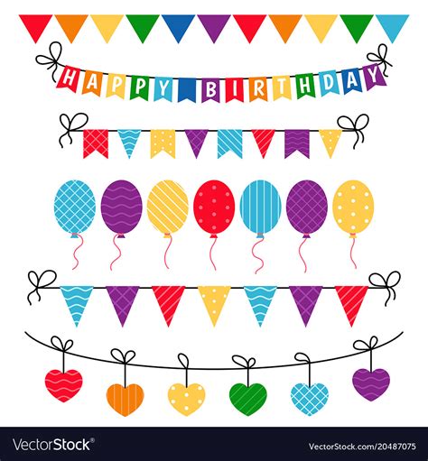 Happy Birthday Icons Set Royalty Free Vector Image