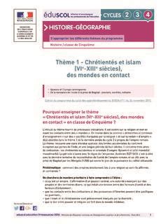 Thème 1 Chrétientés et islam VI XIII siècles des th 232 me