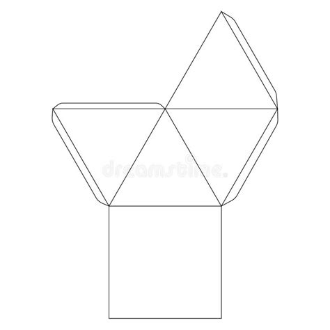 Paper Pyramid Template With Four Edges Trim Scheme On White Stock