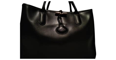 L Gende Sac Longchamp Cuir D Agneau Noir Ref Joli Closet