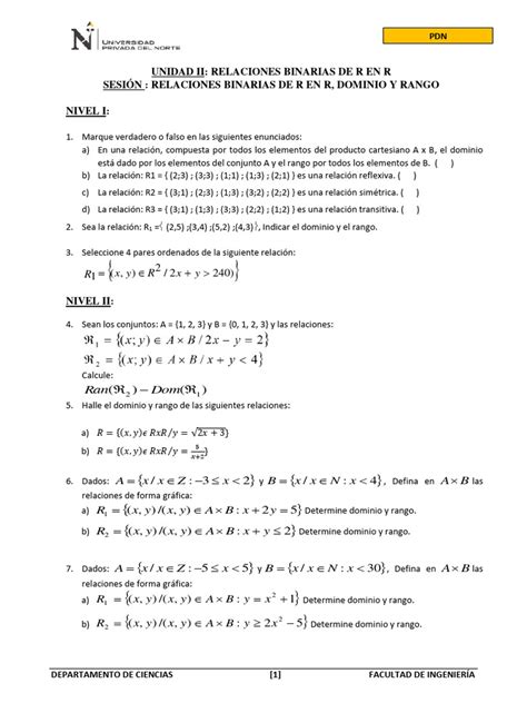 Relaciones Binarias Ejercicios Pdf Matemáticas Análisis Matemático