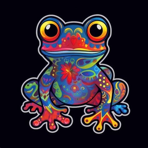 Premium AI Image A Colorful Frog With A Black Background