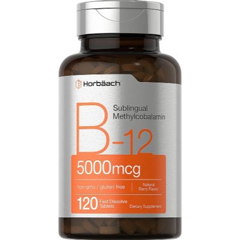 Horbaach Vitamin B12 Methylcobalamin 5000mcg 120 Sublingual Tablets