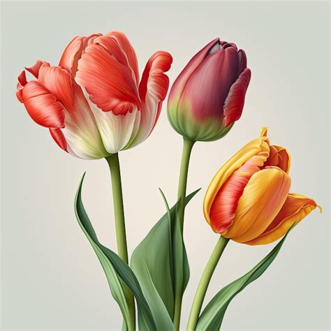 Premium Photo Tulip Flowers On White Background