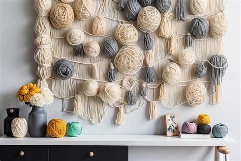 Premium Photo Diy Yarn Wall Art Installation