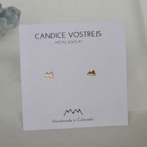 Tiny Gold Mountain Stud Earrings Karat Gold Stud Earrings Mm