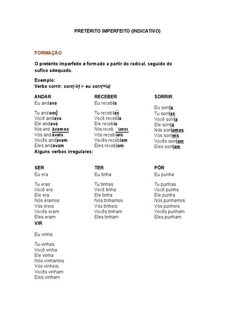 Exemplos De Preterito Imperfeito - Preterito Imperfeito (Indicativo) | PDF | Idiomas