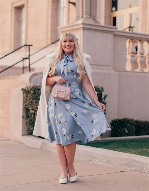 Light Blue Floral Spring Dress With Daisy Print Lizzie In Lace