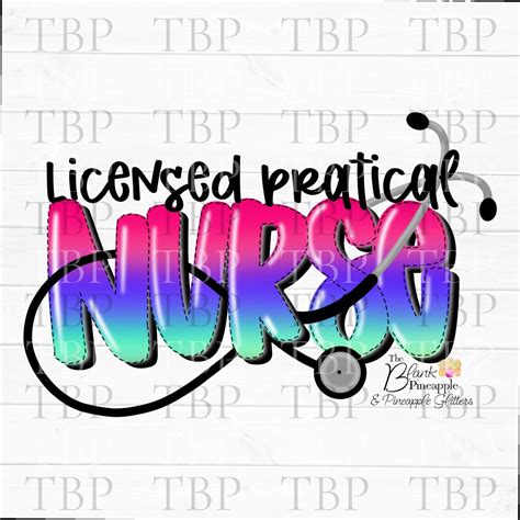 Lpn Licensed Practical Nurse Stethoscope Ombre Png 300dpi Clip Etsy