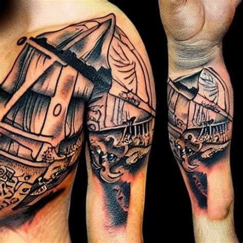 A Pirate Ship Tattoo Design In The Design Of Dmitriy Samohin Arthubai