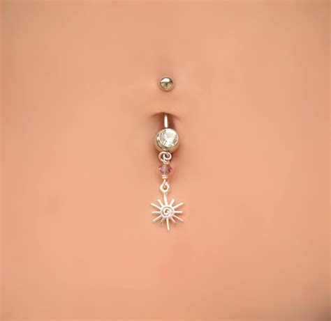 Belly Rings Dangle Sun Belly Button Rings Dangle Belly Etsy