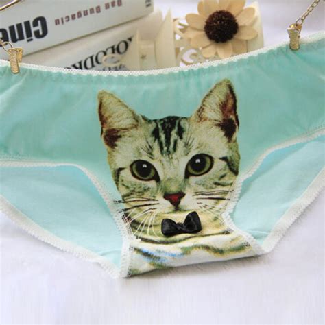 Buy Fashion Women Pussycat Panties Anti Emptied Cat Printed Underwear Seamless Brief Lady Cute