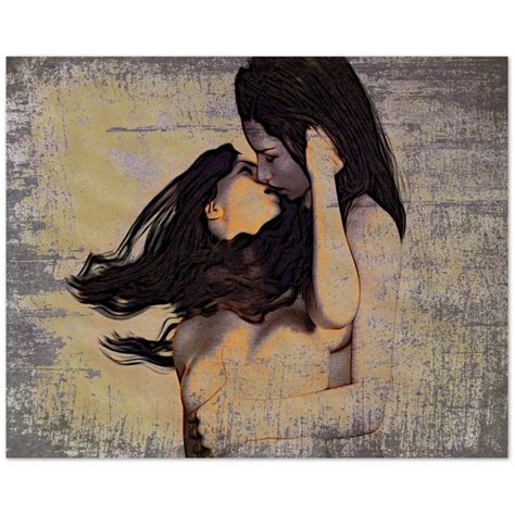 Erotic Lesbian Couple Naked Breast Wall Art Decor Etsy
