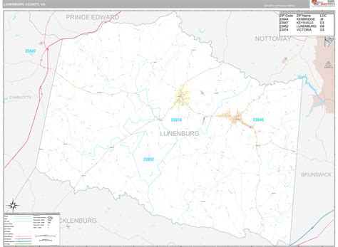 Lunenburg County, VA Wall Map Premium Style by MarketMAPS - MapSales