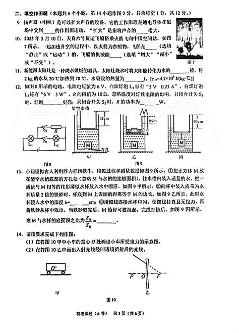 2023年重庆中考物理a卷试题（图片版）