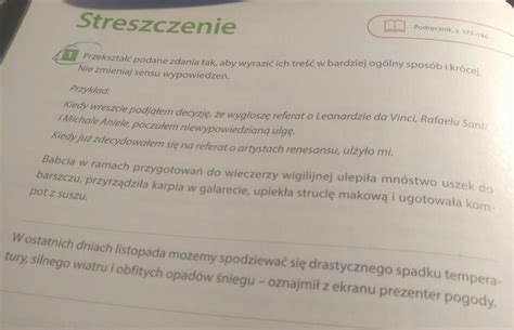 Przekszta C Podane Zdania Tak Aby Wyrazic Ich Tresc W Bardziej Ogolny