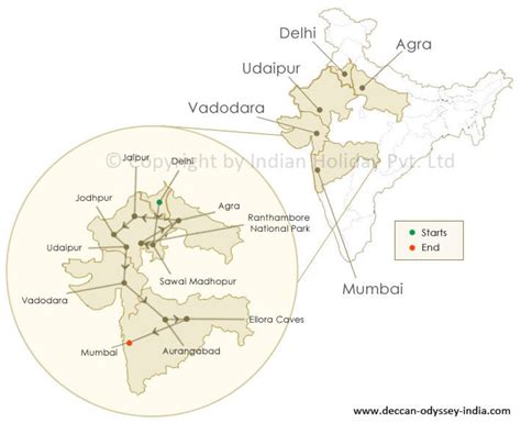 Route Map of the Deccan Odyssey train Tour