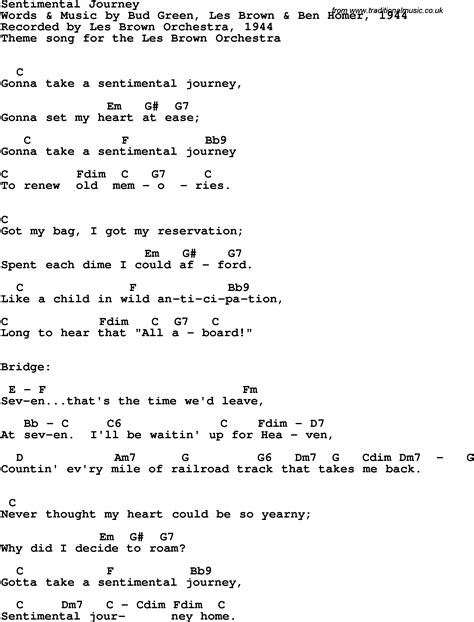 Song Lyrics With Guitar Chords For Sentimental Journey Les Brown