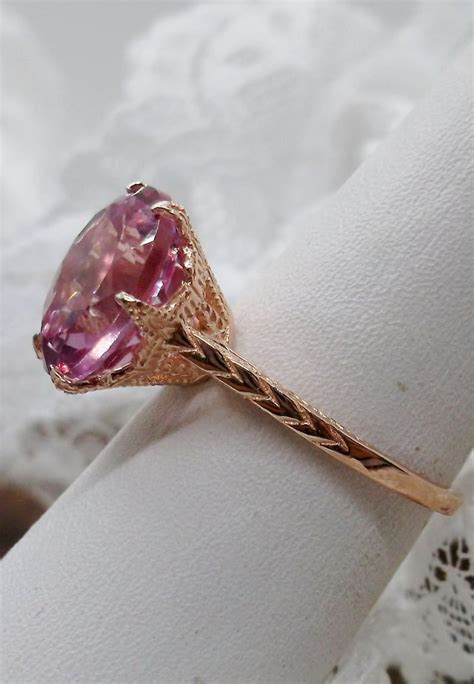 Natural Pink Topaz Ring K K Gold Or Gold Plated Silver Etsy