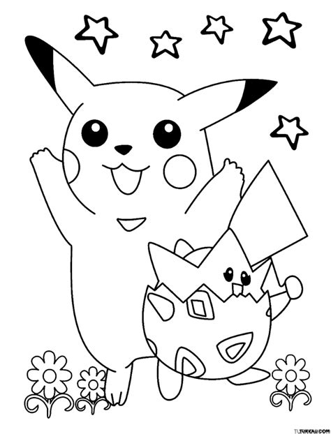 Togepi And Pikachu Pokemon Coloring Page Turkau