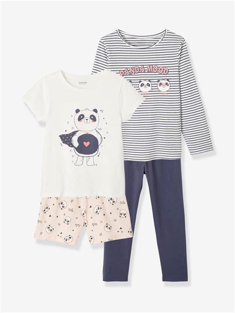 Lot Pyjama Pyjashort Panda Oeko Tex Lot Ivoire Vertbaudet