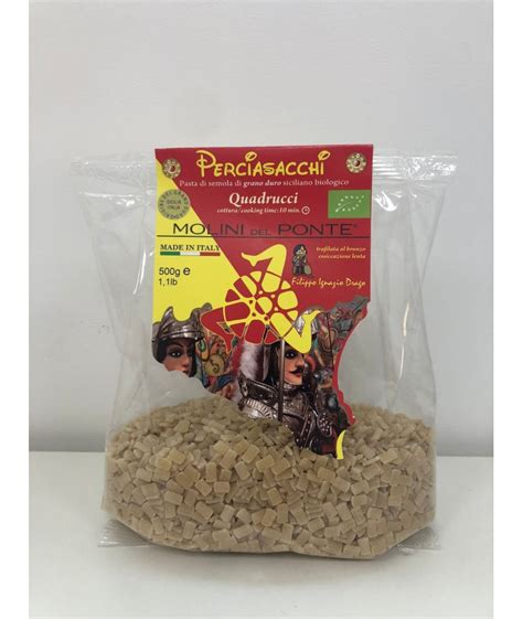 QUADRUCCI PASTA Di SEMOLA Di GRANO DURO BIO PERCIASACCHI 500 GR