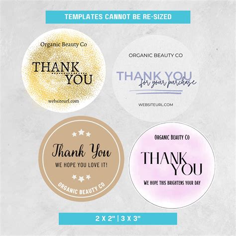 Round Thank You Card Label Template Edit In Canva 2x2 3x3 Thank You For